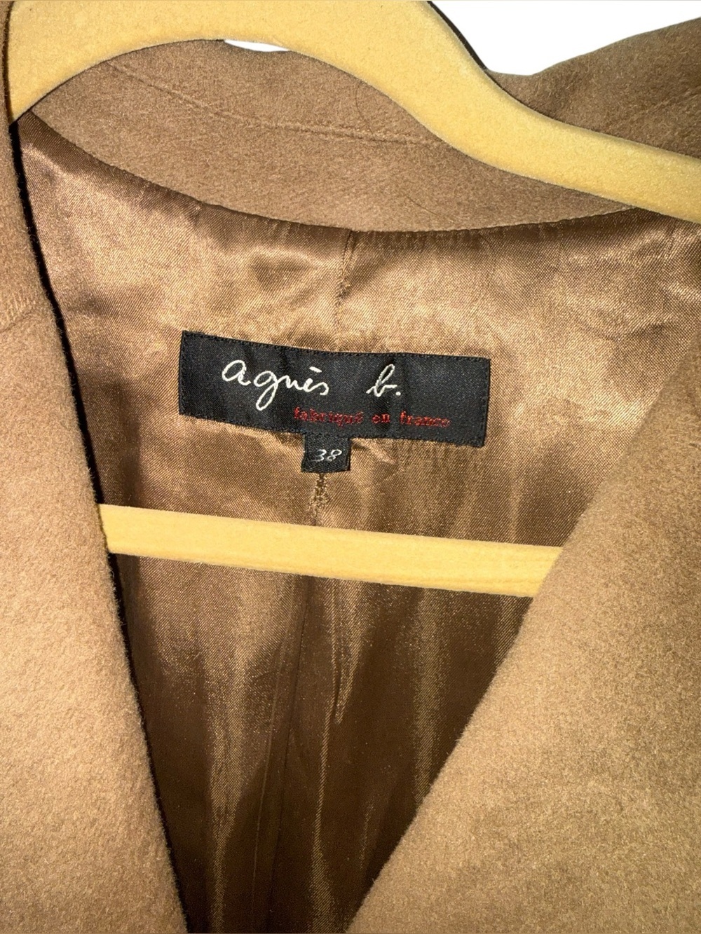 agnès b. Camel Lambswool Angora Coat Size 38 / US 6 Made in France - Picture 2 of 5